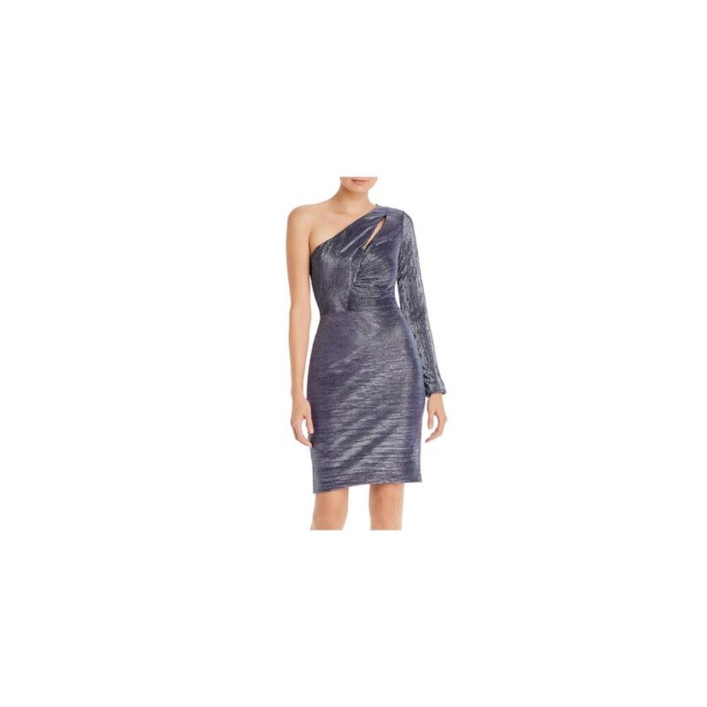 AQUA FORMAL Womens Navy Long Sleeve Above The Knee Cocktail Sheath Dress 4